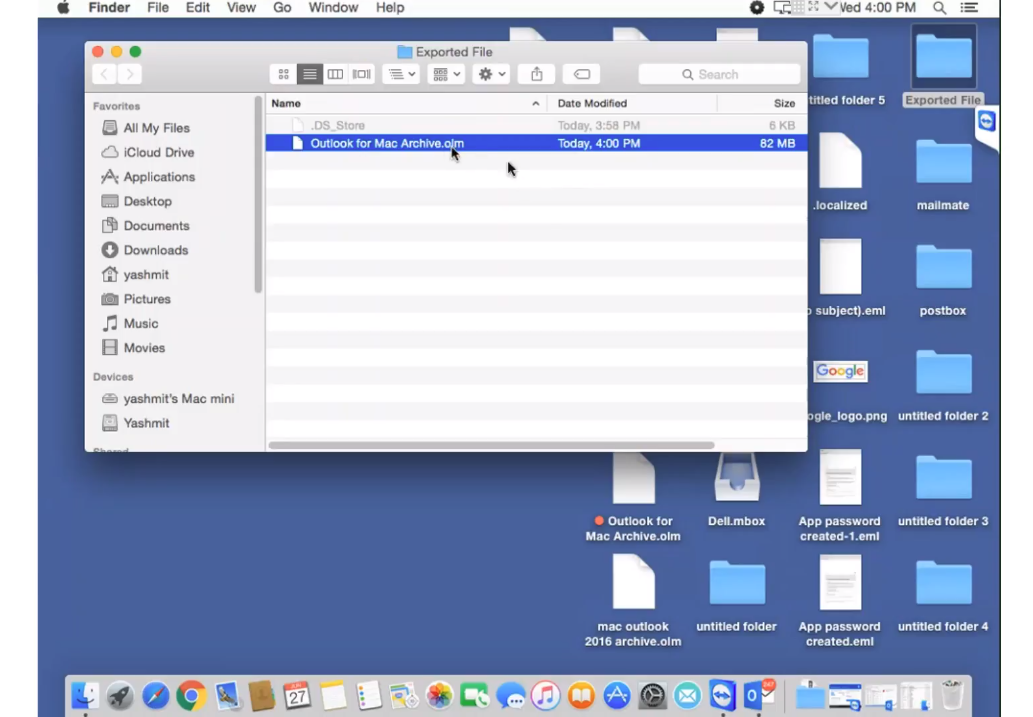 outlook email archive mac